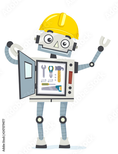 Robot Hand Tools Illustration