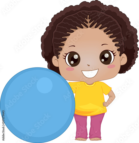 Kid Girl Exercise Ball Illustration