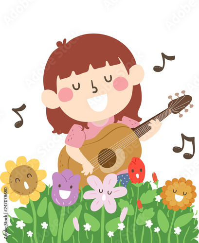 Kid Girl Flowers Mascot Sin...