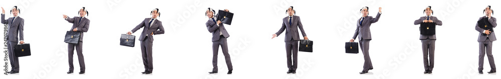 Funny clown businessman with briefcase Funny clown businessman with briefcase