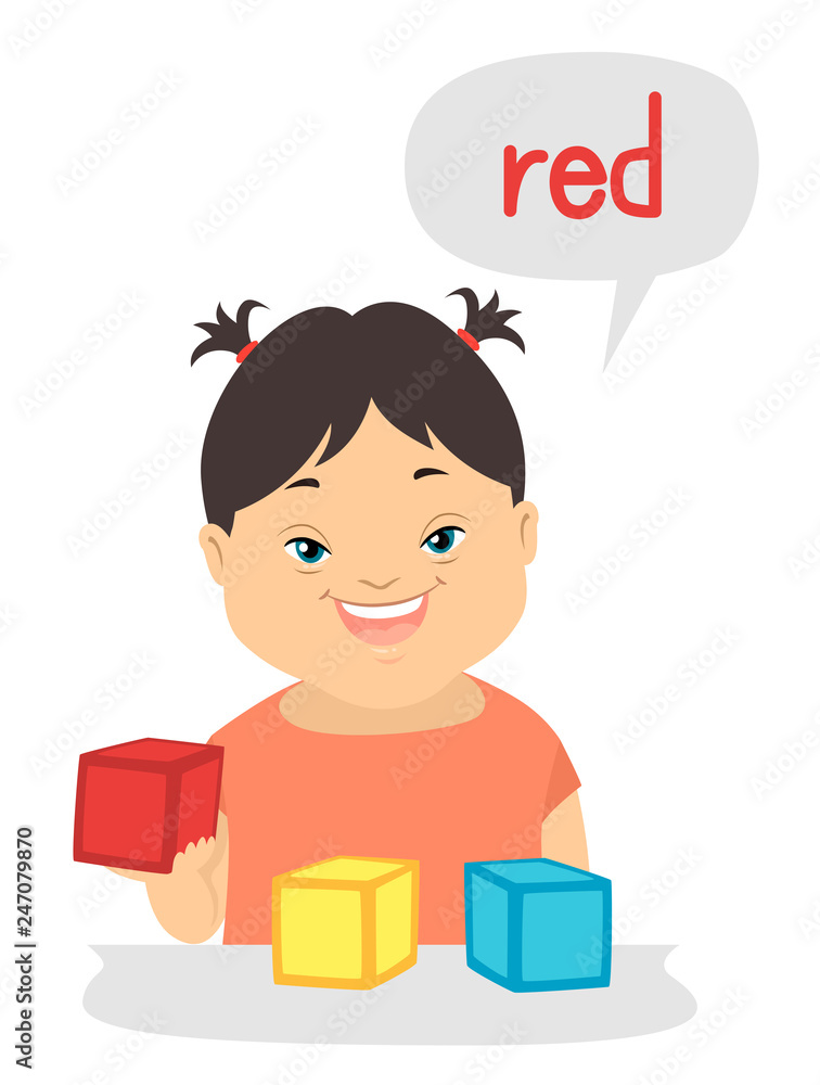 Kid Girl Down Syndrome Describing Colors Kid Girl Down Syndrome Describing Colors