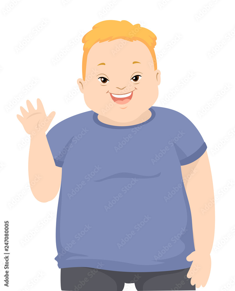Teen Boy Down Syndrome Wave Illustration