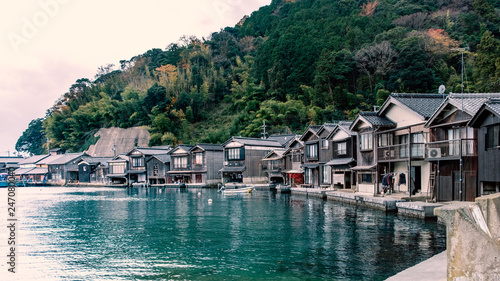 Scenic view of Ine-Cho and Funaya houses at Ine bay in Autumn , Kyoto, Japan © nithid18