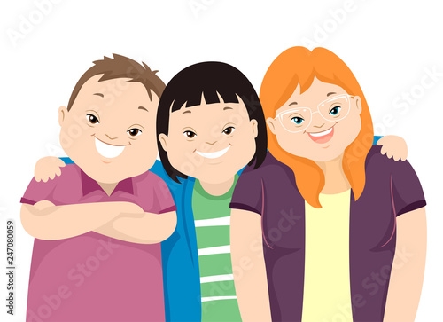 Teens Down Syndrome Friends Illustration