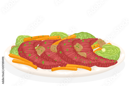 St Patrick Beef Cabbage Carrots Illustration