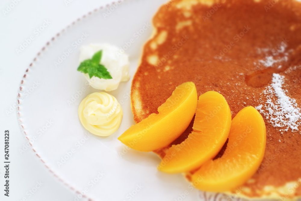Peach and cheese Pan cake for breakfast image Peach and cheese Pan cake for breakfast image
