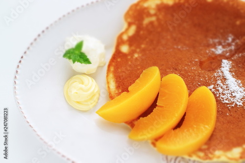 Peach and cheese Pan cake for breakfast image
