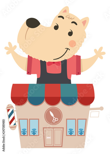 Dog Barber Shop Illustration