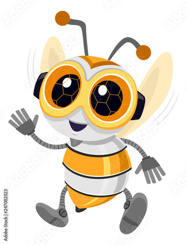 Robotics Bee Mascot Illustr...