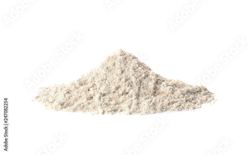 Pile of oat flour isolated on white