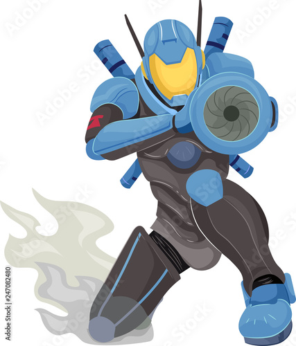 Robot Police Aim Illustration