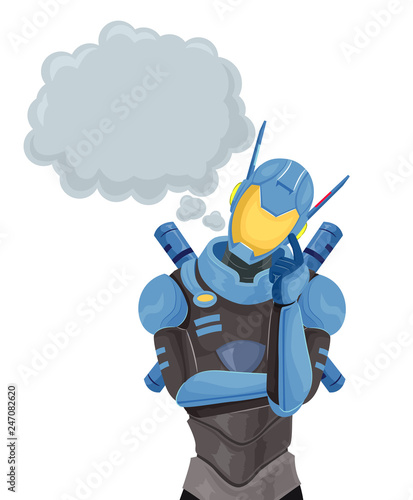 Robot Police Thinking Illus...