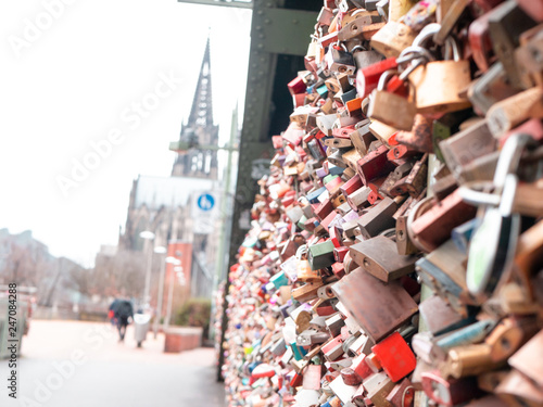 Love locks at Hohenzollern bridge in Cologne, Germany