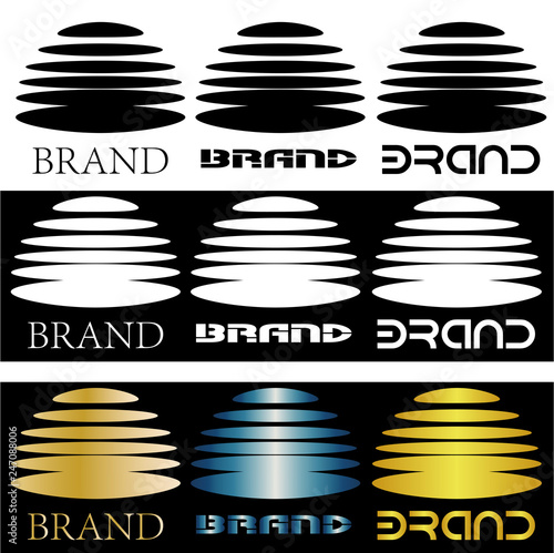 Abstract logo from the hemisphere divided into ellipses and the inscription
