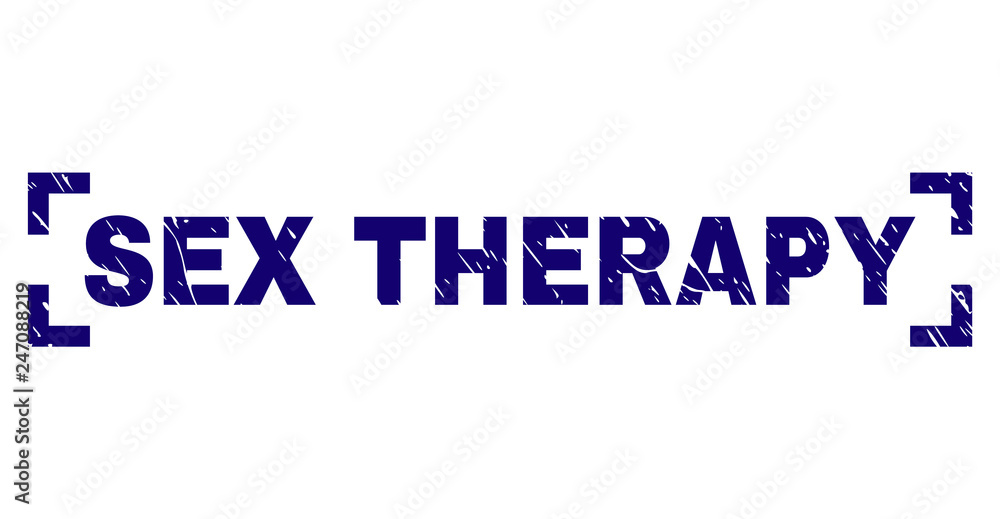 Sex Therapy Text Seal Stamp With Grunge Texture Text Label Is Placed Inside Corners Blue 7358