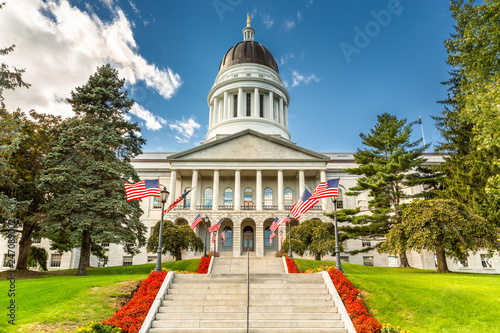 Maine State House, in Augusta, on a sunny day. The building was completed in 1832, one year after Augusta became the capital of Maine photo