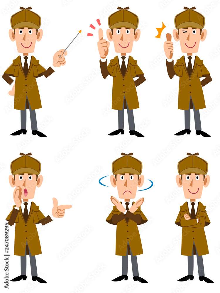 男性の探偵 6種類の表情と仕草のセット1 Stock Vector Adobe Stock 男性の探偵 6種類の表情と仕草のセット1 Stock Vector Adobe Stock