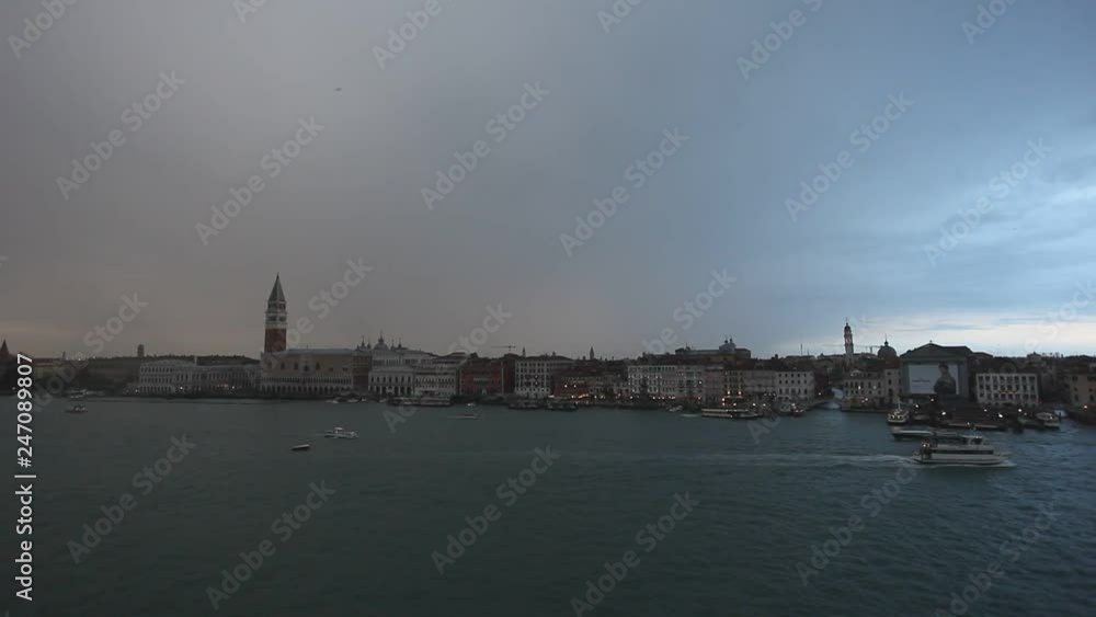 Aerial view of San Marco Square and Canal Grande, during a thunderstorm Aerial view of San Marco Square and Canal Grande, during a thunderstorm