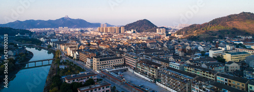 Aerial photography of the old houses of Wenqiao Town, Wenling City, Zhejiang Province, China photo