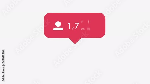 Instagram increasing followers counter animation with alpha matte, 4k, uhd, high resolution