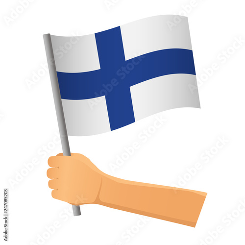 Finland flag in hand