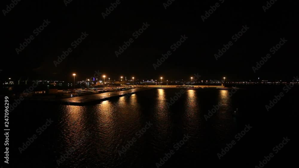 Aerial night view of the port of Bari (Italy) Aerial night view of the port of Bari (Italy)