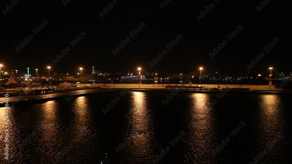 Aerial night view of the port of Bari (Italy) Aerial night view of the port of Bari (Italy)