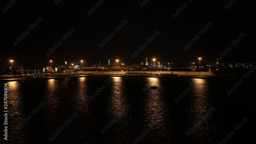 Aerial night view of the port of Bari (Italy) Aerial night view of the port of Bari (Italy)