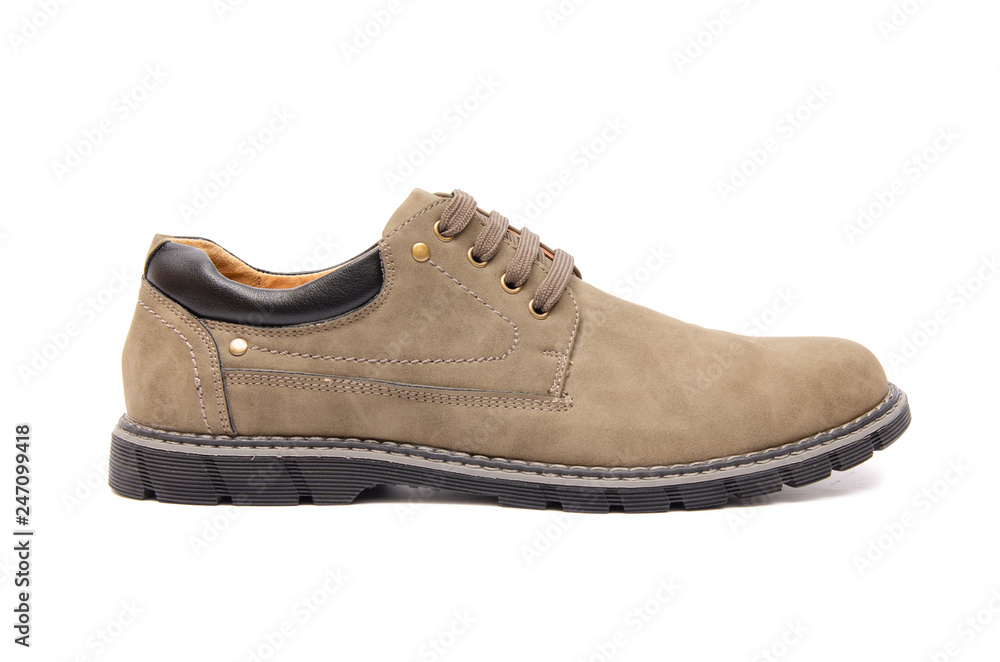 Brown suade shoes isolated on white background Brown suade shoes isolated on white background