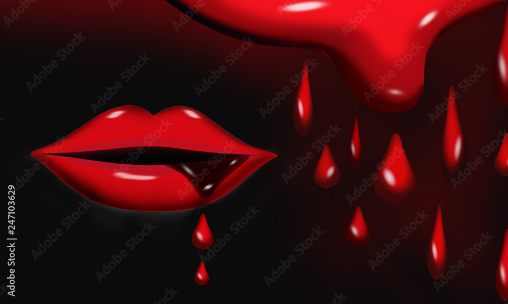 The lips have a charming red background. The lips have a charming red background.