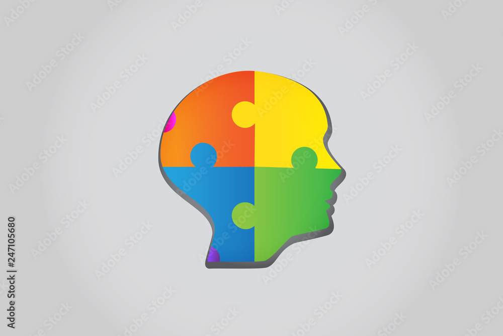 Puzzle head ideas concept logo vector Puzzle head ideas concept logo vector