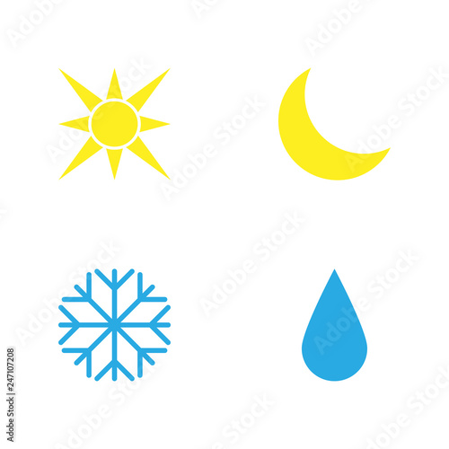 Vector illustration. Set of weather icons. Flat style