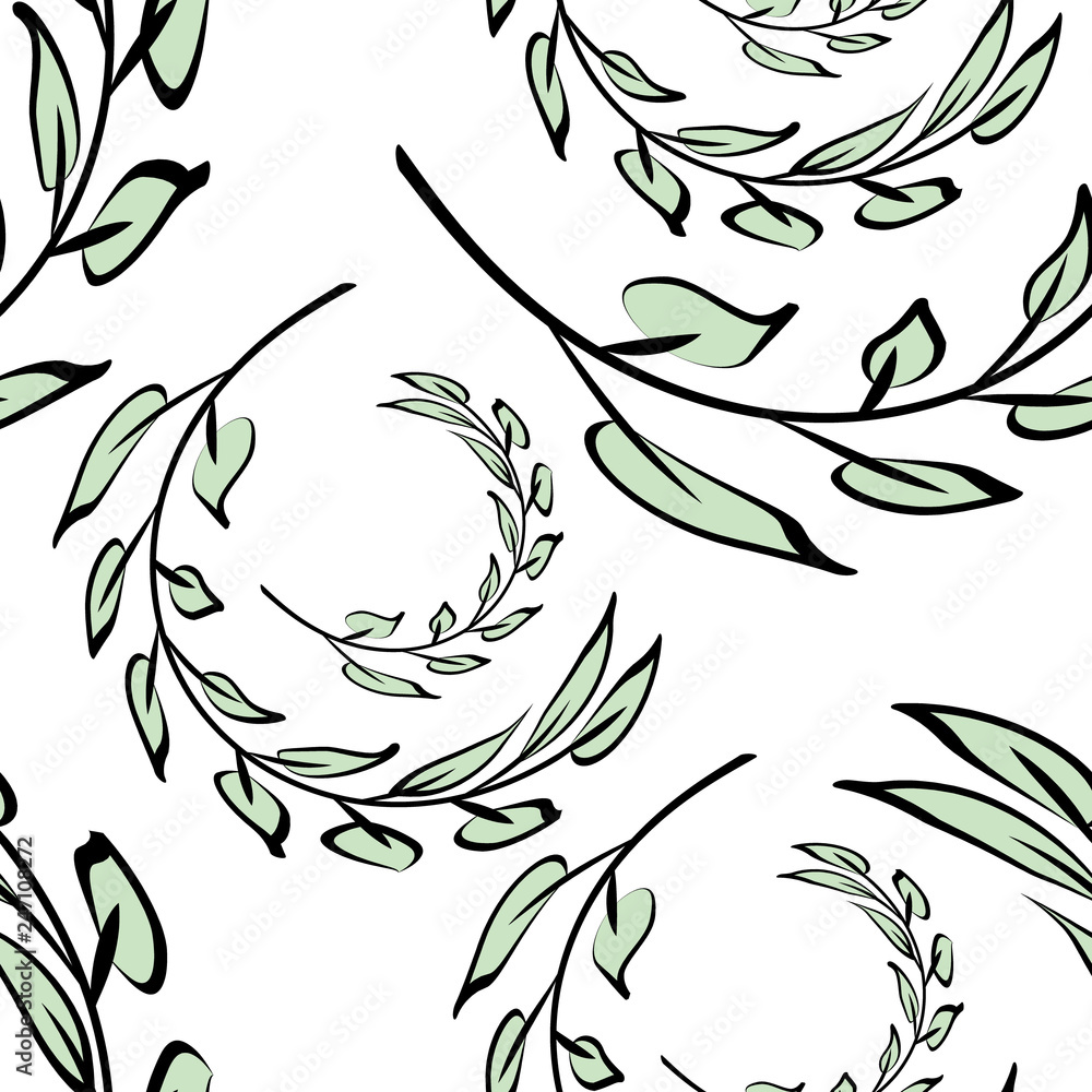 Floral pattern. Branch with leaves Floral pattern. Branch with leaves