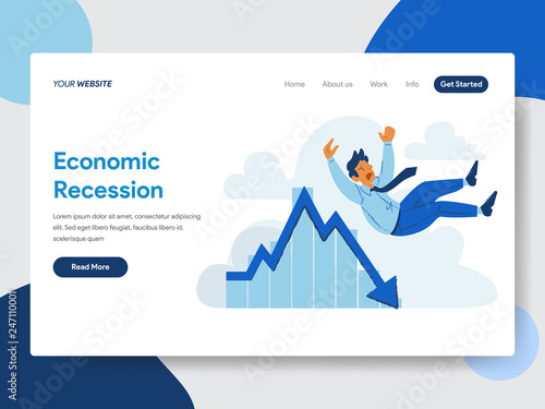 Landing page template of Businessman with Economic Recession Illustration  Concept. Modern flat design concept of web page design for website and mobile website.Vector illustration