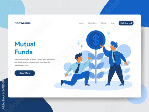 Landing page template of Businessman and Mutual Funds Illustration  Concept. Modern flat design concept of web page design for website and mobile website.Vector illustration