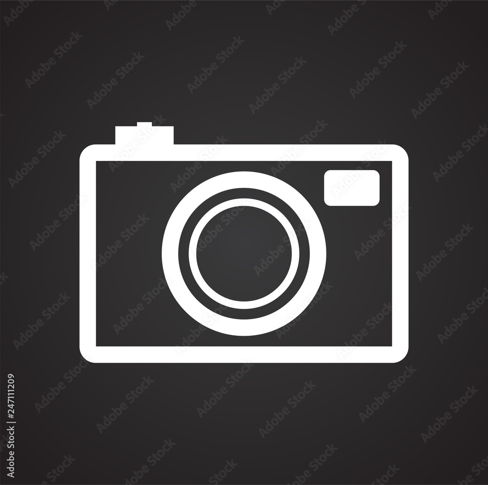 Photo camera icon set on black background for graphic and web design, Modern simple vector sign. Internet concept. Trendy symbol for website design web button or mobile app Photo camera icon set on black background for graphic and web design, Modern simple vector sign. Internet concept. Trendy symbol for website design web button or mobile app