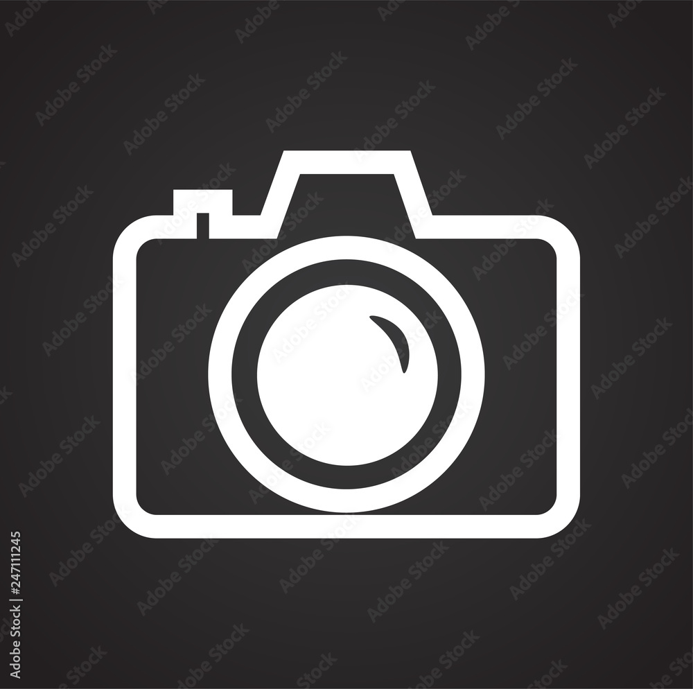 Photo camera icon set on black background for graphic and web design, Modern simple vector sign. Internet concept. Trendy symbol for website design web button or mobile app Photo camera icon set on black background for graphic and web design, Modern simple vector sign. Internet concept. Trendy symbol for website design web button or mobile app