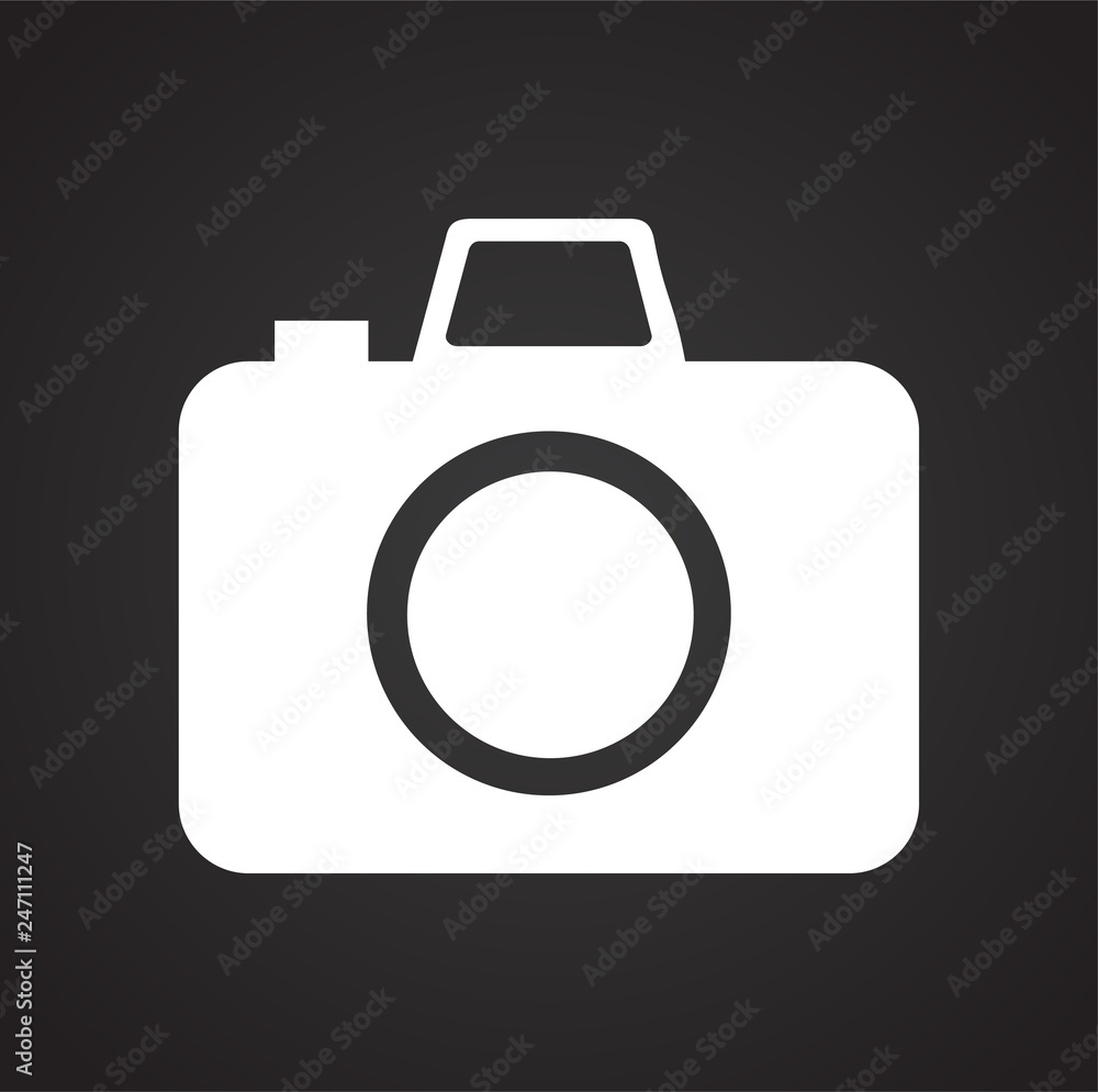 Photo camera icon set on black background for graphic and web design, Modern simple vector sign. Internet concept. Trendy symbol for website design web button or mobile app Photo camera icon set on black background for graphic and web design, Modern simple vector sign. Internet concept. Trendy symbol for website design web button or mobile app