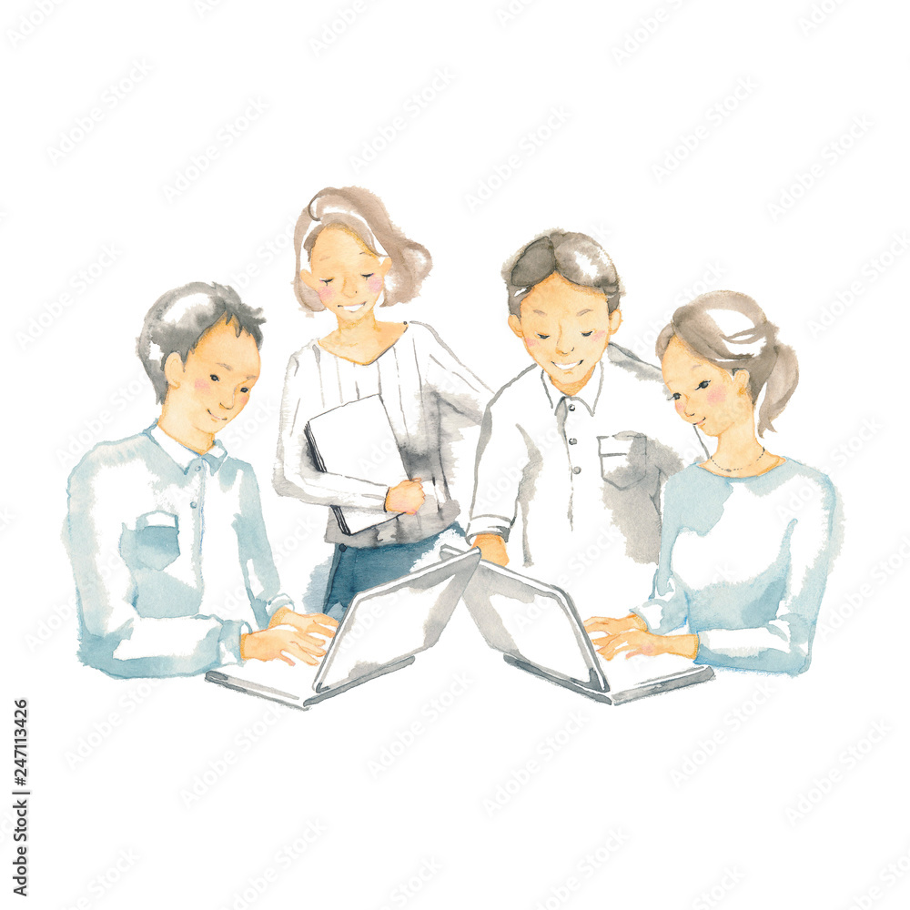 会社員 男女4人 Stock イラスト Adobe Stock