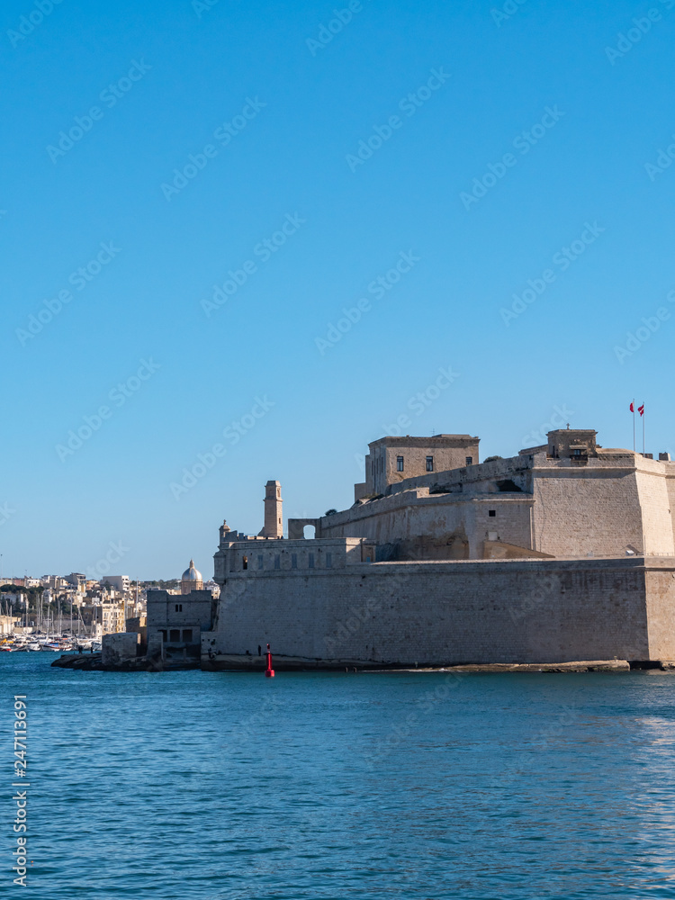 Fort St. Angelo is a bastioned fort in Birgu, Malta, located at the centre of the Grand Harbour. It was originally built in the medieval period as a castle called the Castrum Maris.