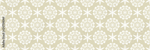 Floral seamless pattern. White design on long olive green background