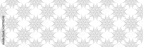 Gray floral seamless pattern. On white background