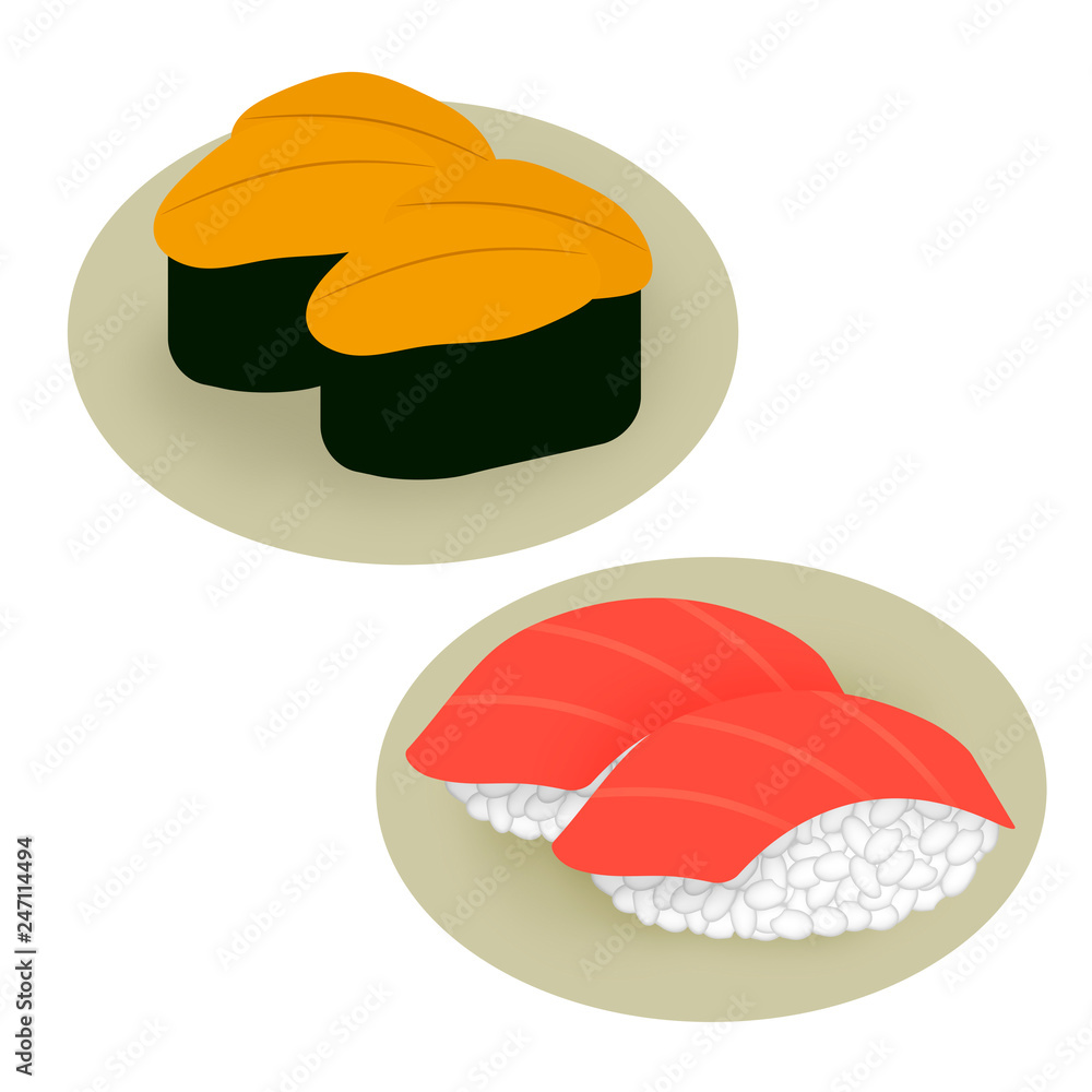 マグロの握りとウニ軍艦 Stock イラスト Adobe Stock マグロの握りとウニ軍艦 Stock イラスト Adobe Stock