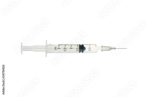 3ml. Empty syringe injection or medical needle isolated on white background.