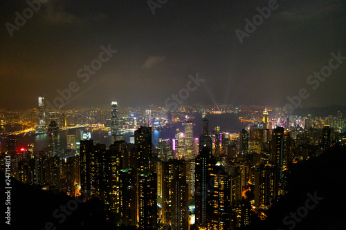 Causeway Bay  Hong Kong - 23 November 2018  Hong Kong skyline at night view from Victoria peak.