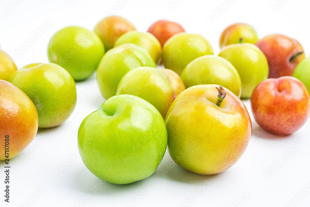 Fresh plums on white background Fresh plums on white background