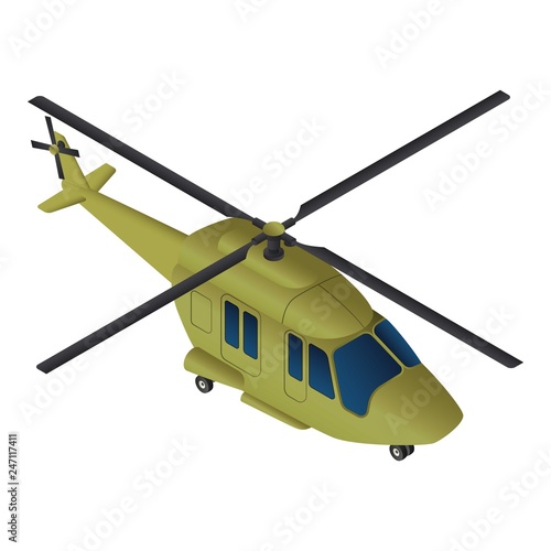 Military helicopter icon. Isometric of military helicopter vector icon for web design isolated on white background