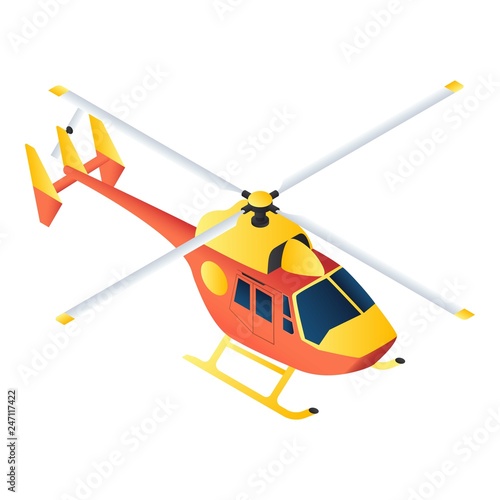 Rescue helicopter icon. Isometric of rescue helicopter vector icon for web design isolated on white background