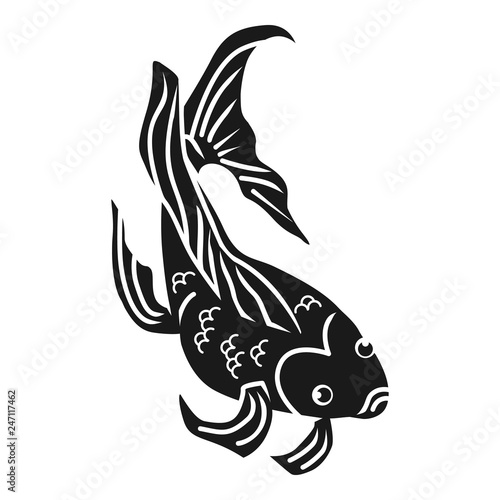 Goldfish top view icon. Simple illustration of gold fish top view vector icon for web design isolated on white background photo