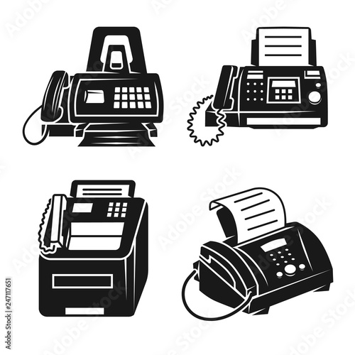 Fax icons set. Simple set of fax vector icons for web design on white background